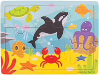 BigJigs puzzle in legno - animali marini - puzzle a vassoio