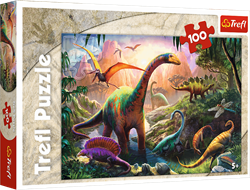 Trefl puzzle 100 pezzi - dinosauri - puzzle colorato per bambini