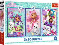Trefl puzzle Gabby's Dollhouse giorni colorati - 3x80 pezzi FSC