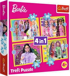 Trefl set puzzle Barbie 4-in-1 giocattolo cartone colorato
