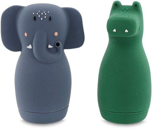 Trixie giocattolo da bagno animali spruzzanti in silicone Mrs. Elephant & Mr. Crocodile