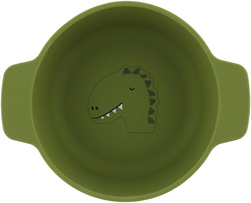 Trixie ciotola in silicone Mr. Dino - stoviglie per bambini verde - sicura e resistente