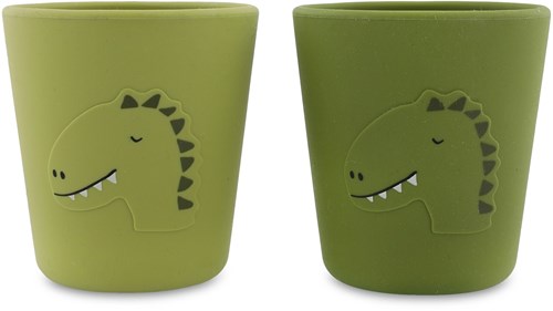 Trixie bicchiere in silicone 2-pack Mr. Dino - bicchieri bambini resistenti verde