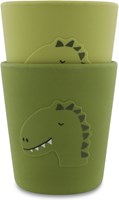 Trixie bicchiere in silicone 2-pack Mr. Dino - bicchieri bambini resistenti verde-2