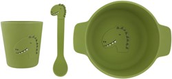 Trixie set pappa in silicone per bambini - Mr. Dino - Set stoviglie verde