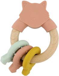 Trixie anello attività in legno per bebè rosa - massaggiagengive in silicone Mrs. Cat