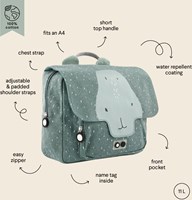 Trixie Zaino scuola - Zainetto bambini Mr. Hippo cotone idrorepellente verde-2