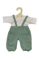 Heless abbigliamento bambola salopette e t-shirt verde-bianco cotone bio 28-35 cm