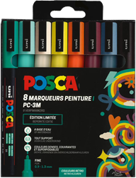 Posca set pennarelli colori retrò - PC3M 8 pezzi brush pen creativa