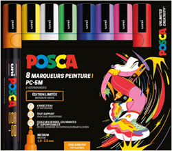 Posca set pennarelli PC5M 8 pezzi colori pop – set creativo brushpen