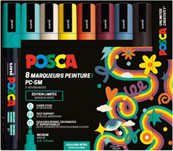 Posca set pennarelli PC5M 8 pezzi colori retrò - brushpen creativa