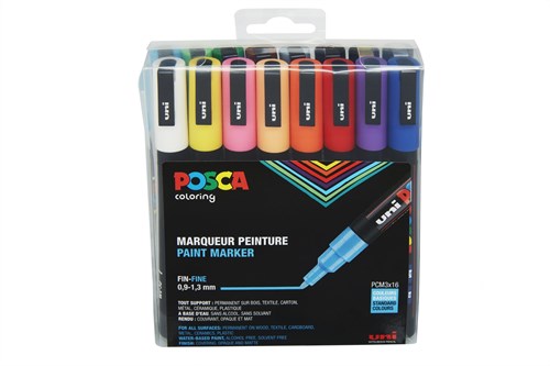 Posca set pennarelli vernice - 16 colori - pennarelli creativi per tutte le superfici