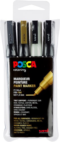 Posca pennarello vernice set 3M metallizzato - 4 colori per disegnare