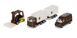 Siku set giocattolo logistica camion UPS con carrello elevatore e rimorchio