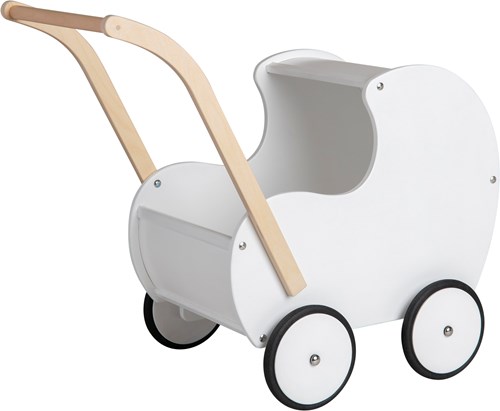 Van Dijk Toys passeggino per bambole in legno vintage/retro-bianco (qualità per la cura dei bambini)