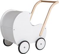 Van Dijk Toys passeggino per bambole in legno vintage/retro-bianco (qualità per la cura dei bambini)-2