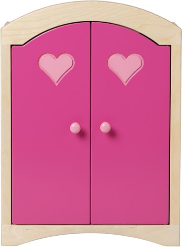 Van Dijk Toys armadietto per bambole in legno - Naturale con rosa (Qualità per la cura dei bambini)