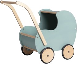 Van Dijk Toys passeggino per bambole in legno vintage/retro - Blu/verde (Qualità per la cura dei bambini)