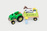 Viga Toys trattore in legno set fattoria - giocattolo educativo bambini