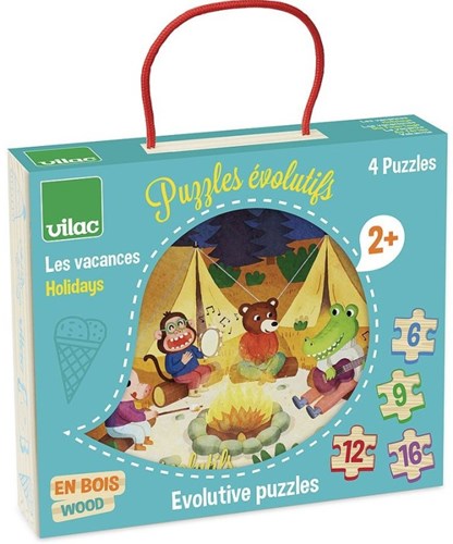 Vilac puzzle vacanze puzzle progressivo in legno 4 pezzi