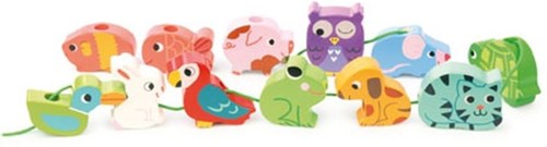 Vilac perline animali in legno giocattolo - gioco di infilatura colorato per bambini