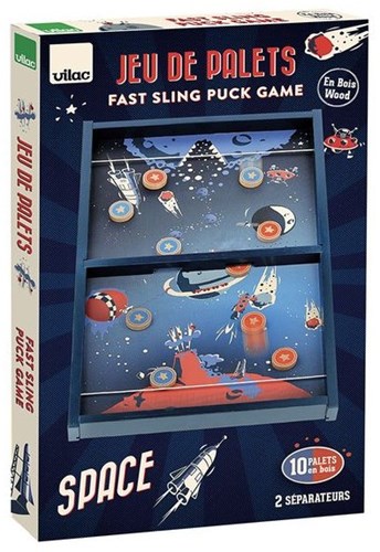 Vilac gioco shuffleboard in legno tema spazio gioco educativo bambini