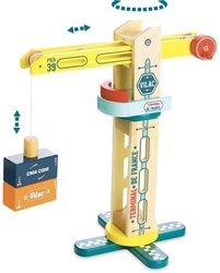 Vilac gru giocattolo in legno con container magnetici 34 cm