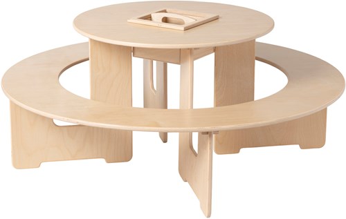 Van Dijk Toys Tavolo rotondo con panca e cassetto portaoggetti (in kit) - Naturale - L'articolo è composto da 2 scatole