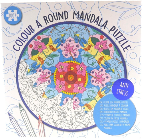 Wins Holland puzzle mandala da colorare rotondo blu - 100 pezzi cartone