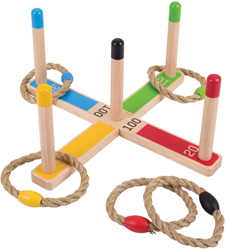 BigJigs gioco di lancio degli anelli in legno - classico giocattolo da esterno per bambini